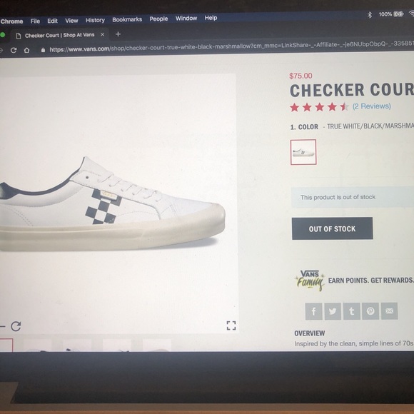 vans checkered court white sneaker - Picture 4 of 5